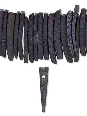 Philippines Coconut Palm Wood Dark Grey 25x4mm Dagger Stick Beads 20 pcs
